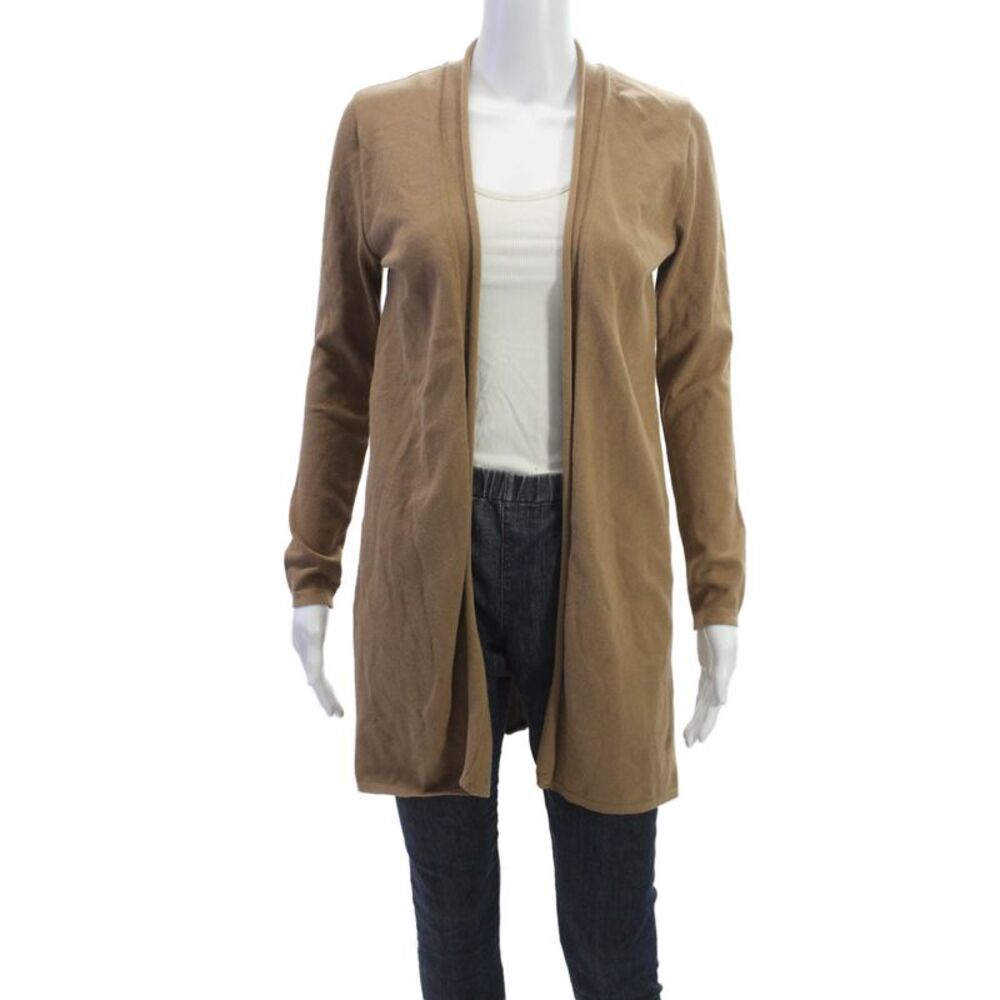Biana Womens Brown Viscose Cardigan Long Sleeve Round Neck Size L